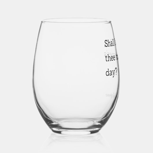 インスピレーション引用文シェイクスピア夏の日 ステムなしワイングラス (右)