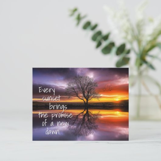 インスピレーション引用文ニュードーンサンセットポストカード ポストカード (スタンド正面)