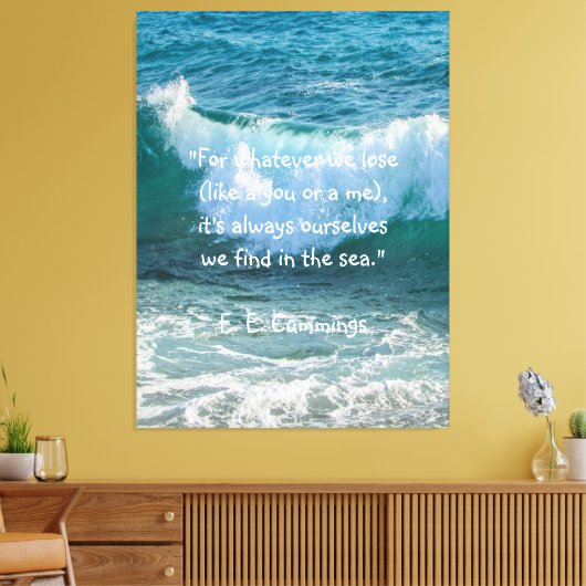 インスピレーション航海のシーウェーブE.E.カミングズ引用文 キャンバスプリント (インサイチュ (リビング))