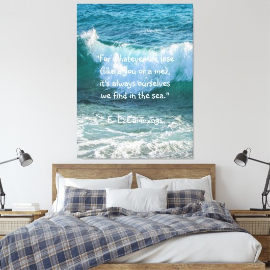 インスピレーション航海のシーウェーブE.E.カミングズ引用文 キャンバスプリント (インサイチュ (寝室))