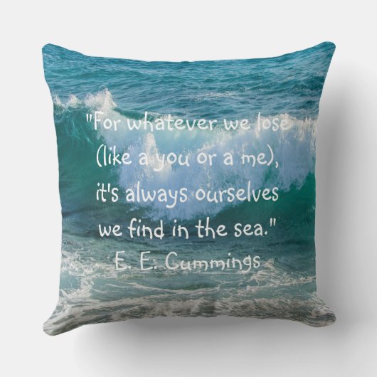 インスピレーション航海のシーウェーブE.E.カミングズ引用文 クッション (裏面)