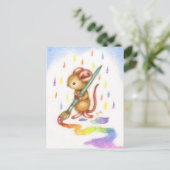 インスピレーション – かわいいアーティストマウスのポストカード ポストカード (スタンド正面)