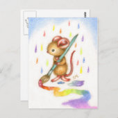 インスピレーション – かわいいアーティストマウスのポストカード ポストカード (正面/裏面)