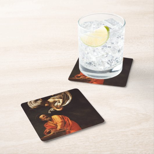 インスピレーション・サン絵を描タイ・マタイ・カラヴァッジョ スクエアペーパーコースター (インサイチュ)