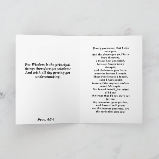 インスピレーション、勇気付けられる、信仰、希望 サンキューカード (内部)