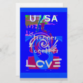 インスピレーションUSA愛と共に強い 便箋 (正面/裏面)