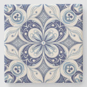 インスピレーショ地中海のンブルー開花幾何学模様 ストーンコースター (正面)