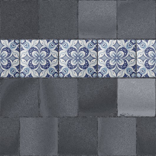 インスピレーショ地中海のンブルー開花幾何学模様 タイル