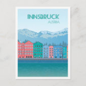 インスブルックオーストリアアートヴィンテージトラベルイラストレーション ポストカード (正面)