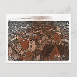 インスブルックオーストリア美しい色鉛筆の風景 ポストカード