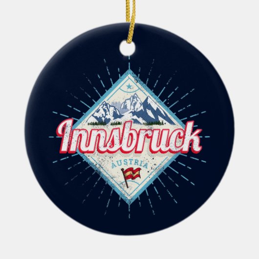インスブルックチロルオーストリアレトロアルプスヴィンテージ セラミックオーナメント (正面)