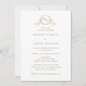 インスペインの、エレガント金ゴールドモノグラム結婚の 招待状 (正面)