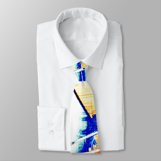 インスリップまたは滑ることクノno，オレンジ色，シアン色の青い染み ネクタイ (タイ)