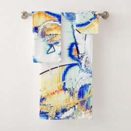 インスリップまたは滑ることクノno，オレンジ色，シアン色の青い染み バスタオルセット