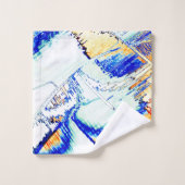 インスリップまたは滑ることクノno，オレンジ色，シアン色の青い染み バスタオルセット (ウォッシュタオル)