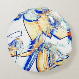 インスリップまたは滑ることクノno，オレンジ色，シアン色の青い染み ラウンドクッション