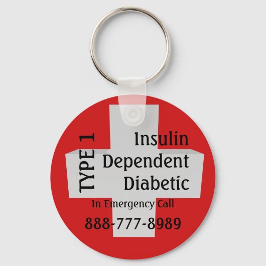インスリン依存性1型糖尿病EMTアラート キーホルダー (正面)