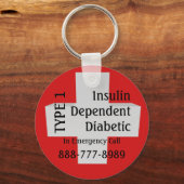 インスリン依存性1型糖尿病EMTアラート キーホルダー (正面)