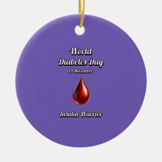 インスリン戦士。世界糖尿病の日。 セラミックオーナメント (正面)