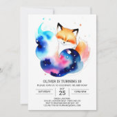 インズザウッズキツネパーティー誕生日 招待状 (正面)