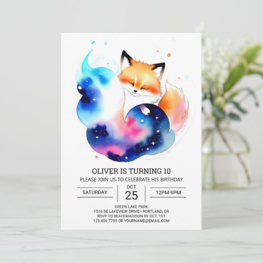 インズザウッズキツネパーティー誕生日 招待状 (スタンド正面)