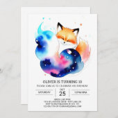 インズザウッズキツネパーティー誕生日 招待状 (正面/裏面)