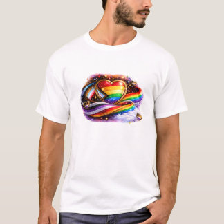 インタセクショナル プライド レインボーハート Tシャツ デザイン