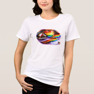 インタセクショナル プライド レインボー ハート Tシャツ デザイン