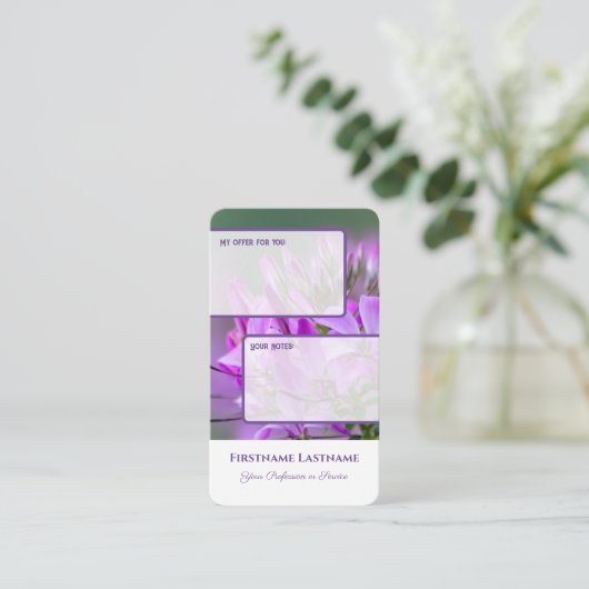 インタラクティブな個人用オファー顧客メモ花 名刺 (スタンド正面)