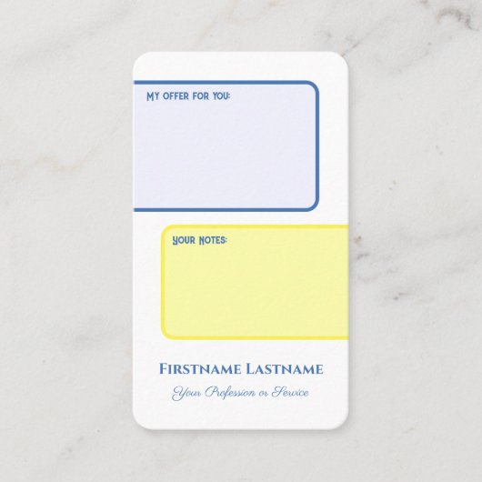 インタラクティブな個人的なオファーとお客様のメモ 名刺 (正面)