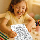 インタラクティブマーメイドカラーリングおもしろいクリエイティブ誕生日 招待状