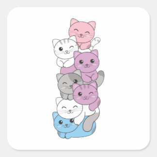 インタージェンダー国旗の猫プライドLgbtqかわいい猫の広場S スクエアシール