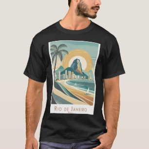 インタージュリオデジャネイロミニマルレトロトラベルポス Tシャツ