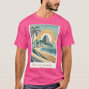 インタージュリオデジャネイロミニマルレトロトラベルポス Tシャツ