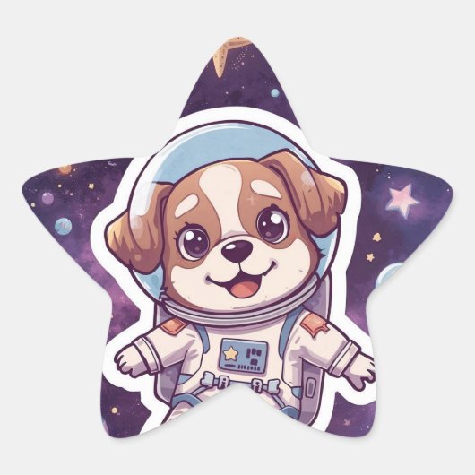 インターステラー・ポー - 冒険に出るかわいい宇宙犬 星シール (正面)