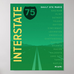 インターステート75 (I-75)ポスター（緑） ポスター
