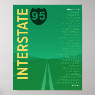 インターステート95 (I-95)ポスター(緑) ポスター