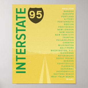 インターステート95 (I-95)ポスター(黄色) ポスター