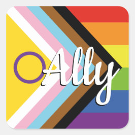 インターセックスインクルーシブ進行プライドレインボーボタン スクエアシール