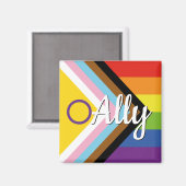 インターセックスインクルーシブ進行プライドレインボーボタン マグネット (正面/裏面)