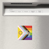 インターセックスインクルーシブ進行プライドレインボーボタン マグネット (インサイチュ (食洗機))