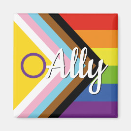 インターセックスインクルーシブ進行プライドレインボーボタン マグネット