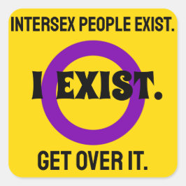 インターセックスフラッグの印象的なメッセージ黄色と紫 スクエアシール
