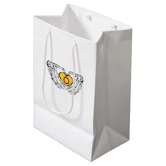 インターセックスプライドスケルトンハロウィーンゴシックハートクラス ミディアムペーパーバッグ (正面アングル)