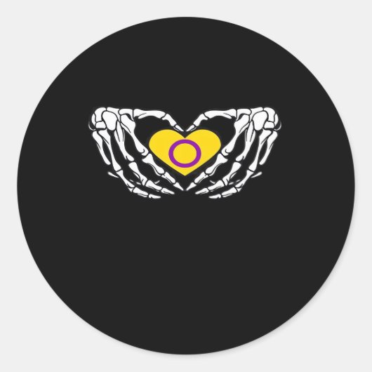 インターセックスプライドスケルトンハロウィーンゴシックハートクラス ラウンドシール (正面)