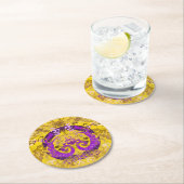 インターセックスプライドフラッグカラーズドラゴンダマスク ラウンドペーパーコースター (インサイチュ)