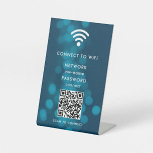 インターネットに接続するためのWiFiネットワークスキャンQRコード 台座サイン