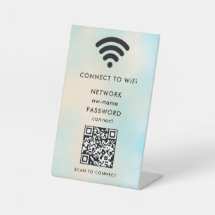 インターネットに接続するためのWiFiネットワークスキャンQRコード 台座サイン