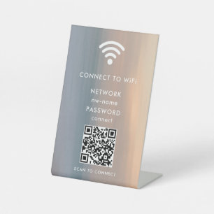 インターネットに接続するためのWiFiネットワークスキャンQRコード 台座サイン