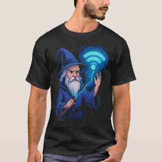 インターネットの魔法使い WiFi 強力 ふざけたネタ 技術オタク Tシャツ